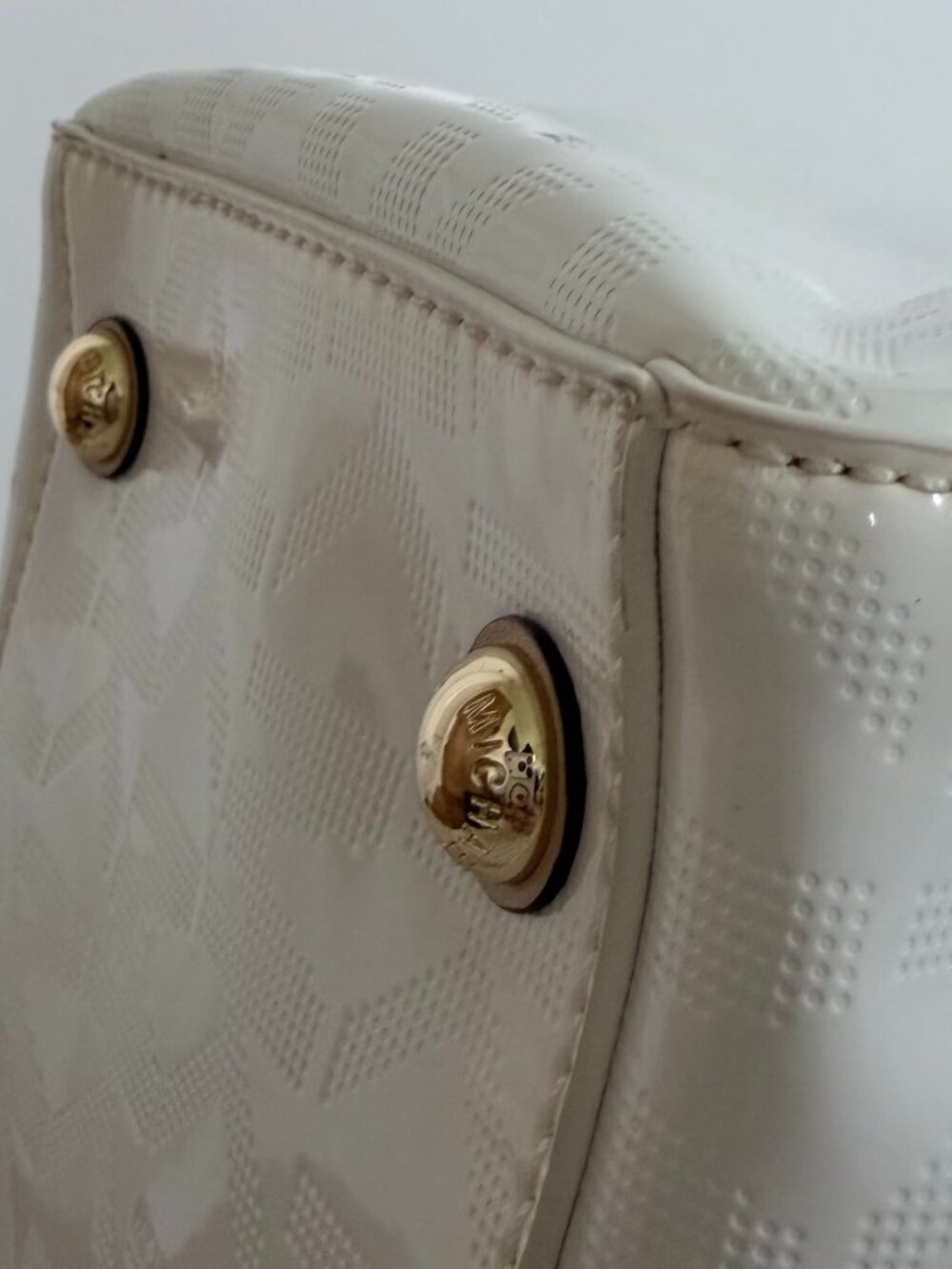 Michael Kors Grayson White & Gold Satchel - Picture 11 of 16